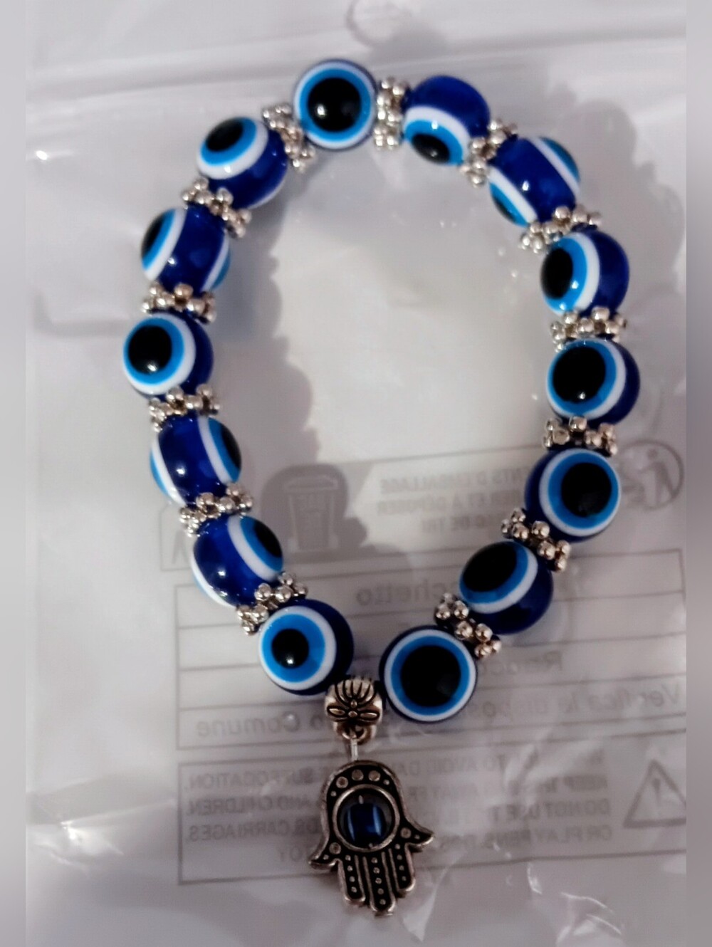 1x Good Luck Turkish Blue Evil Eye Hand Bead Protection Bracelet- Unisex